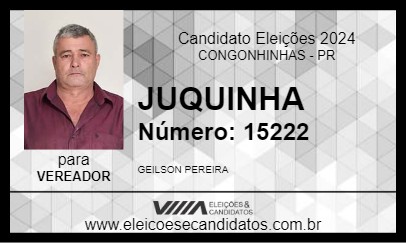 Candidato JUQUINHA 2024 - CONGONHINHAS - Eleições