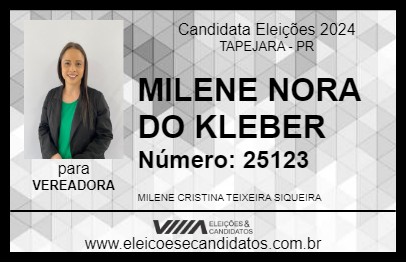 Candidato MILENE NORA DO KLEBER 2024 - TAPEJARA - Eleições