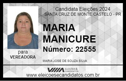 Candidato MARIA MANICURE 2024 - SANTA CRUZ DE MONTE CASTELO - Eleições