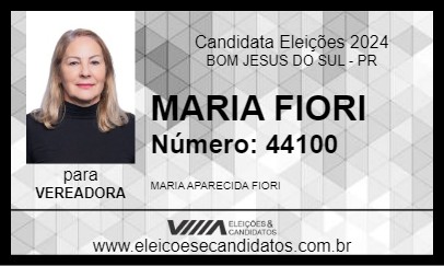 Candidato MARIA FIORI 2024 - BOM JESUS DO SUL - Eleições