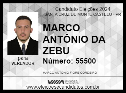 Candidato MARCO ANTÔNIO DA ZEBU 2024 - SANTA CRUZ DE MONTE CASTELO - Eleições