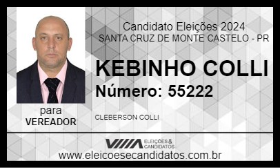 Candidato KEBINHO COLLI 2024 - SANTA CRUZ DE MONTE CASTELO - Eleições