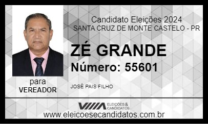 Candidato ZÉ GRANDE 2024 - SANTA CRUZ DE MONTE CASTELO - Eleições