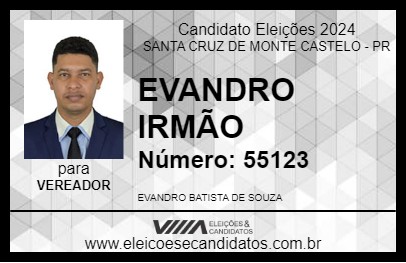 Candidato EVANDRO IRMÃO 2024 - SANTA CRUZ DE MONTE CASTELO - Eleições