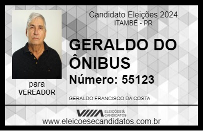 Candidato GERALDO DO ÔNIBUS 2024 - ITAMBÉ - Eleições