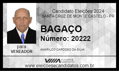 Candidato BAGAÇO 2024 - SANTA CRUZ DE MONTE CASTELO - Eleições