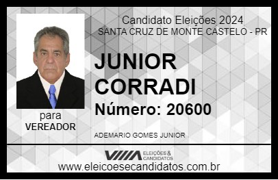 Candidato JUNIOR CORRADI 2024 - SANTA CRUZ DE MONTE CASTELO - Eleições