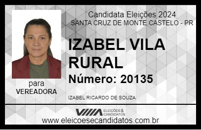 Candidato IZABEL VILA RURAL 2024 - SANTA CRUZ DE MONTE CASTELO - Eleições