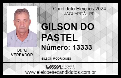 Candidato GILSON DO PASTEL 2024 - JAGUAPITÃ - Eleições