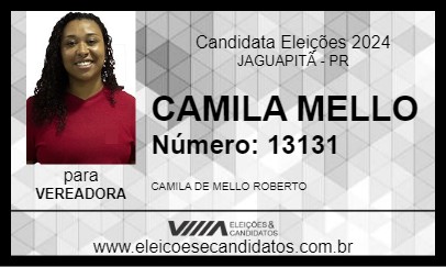 Candidato CAMILA MELLO 2024 - JAGUAPITÃ - Eleições