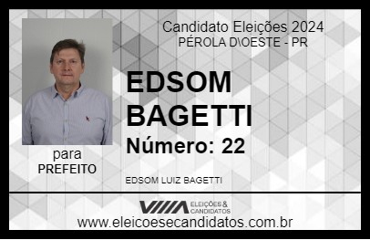 Candidato EDSOM BAGETTI 2024 - PÉROLA D\OESTE - Eleições