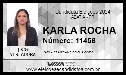 Candidato KARLA ROCHA 2024 - ABATIÁ - Eleições