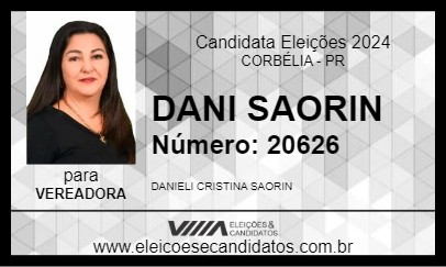 Candidato DANI SAORIN 2024 - CORBÉLIA - Eleições