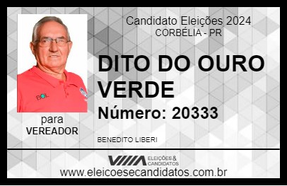 Candidato DITO DO OURO VERDE 2024 - CORBÉLIA - Eleições