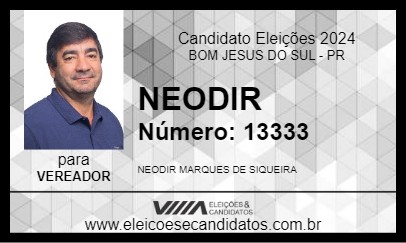 Candidato NEODIR 2024 - BOM JESUS DO SUL - Eleições