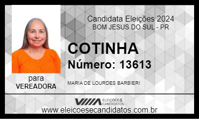 Candidato COTINHA 2024 - BOM JESUS DO SUL - Eleições