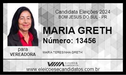 Candidato MARIA GRETH 2024 - BOM JESUS DO SUL - Eleições