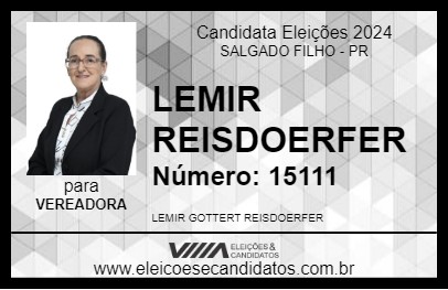 Candidato LEMIR REISDOERFER 2024 - SALGADO FILHO - Eleições