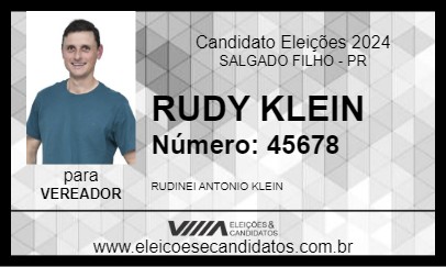 Candidato RUDY KLEIN 2024 - SALGADO FILHO - Eleições