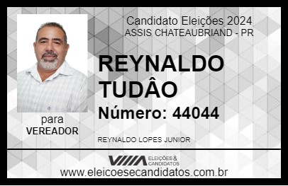 Candidato JÚNIOR TUDÃO 2024 - ASSIS CHATEAUBRIAND - Eleições