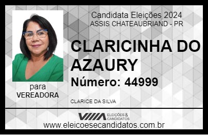 Candidato CLARICINHA DO AZAURY 2024 - ASSIS CHATEAUBRIAND - Eleições