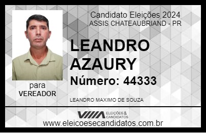 Candidato LEANDRO AZAURY 2024 - ASSIS CHATEAUBRIAND - Eleições