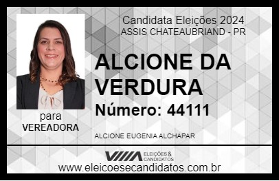 Candidato ALCIONE DA VERDURA 2024 - ASSIS CHATEAUBRIAND - Eleições