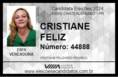 Candidato CRISTIANE FELIZ 2024 - ASSIS CHATEAUBRIAND - Eleições