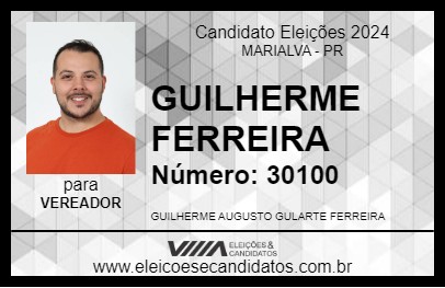 Candidato GUILHERME FERREIRA 2024 - MARIALVA - Eleições