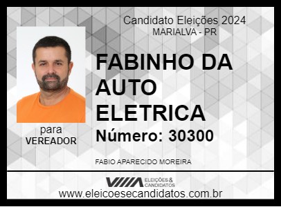 Candidato FABINHO DA AUTO ELETRICA 2024 - MARIALVA - Eleições