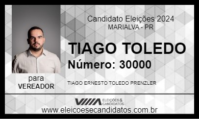 Candidato TIAGO TOLEDO 2024 - MARIALVA - Eleições