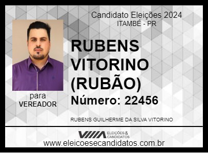 Candidato RUBENS VITORINO (RUBÃO) 2024 - ITAMBÉ - Eleições