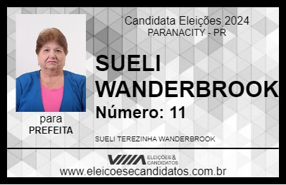 Candidato SUELI WANDERBROOK 2024 - PARANACITY - Eleições