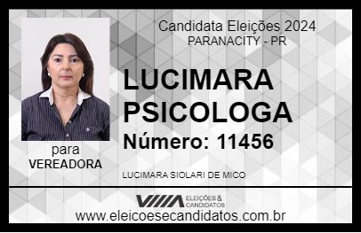 Candidato LUCIMARA PSICOLOGA 2024 - PARANACITY - Eleições