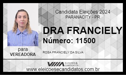 Candidato DRA FRANCIELY 2024 - PARANACITY - Eleições