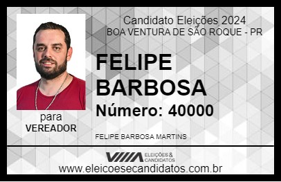 Candidato FELIPE BARBOSA 2024 - BOA VENTURA DE SÃO ROQUE - Eleições