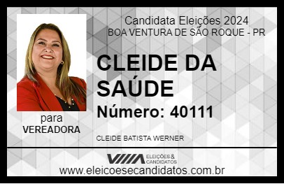 Candidato CLEIDE DA SAÚDE 2024 - BOA VENTURA DE SÃO ROQUE - Eleições