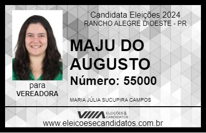 Candidato MAJU DO AUGUSTO 2024 - RANCHO ALEGRE D\OESTE - Eleições