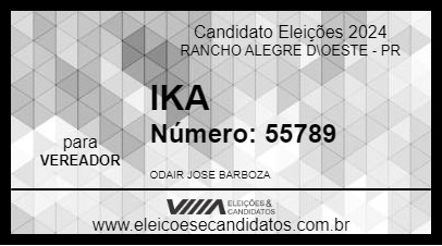 Candidato IKA 2024 - RANCHO ALEGRE D\OESTE - Eleições