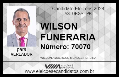 Candidato WILSON FUNERARIA 2024 - ASTORGA - Eleições