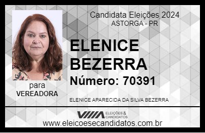 Candidato ELENICE BEZERRA 2024 - ASTORGA - Eleições