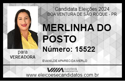 Candidato MERLINHA DO POSTO 2024 - BOA VENTURA DE SÃO ROQUE - Eleições