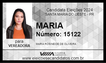 Candidato MARIA 2024 - SANTA MARIA DO OESTE - Eleições