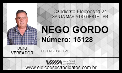 Candidato NEGO GORDO 2024 - SANTA MARIA DO OESTE - Eleições