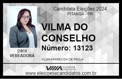 Candidato VILMA DE PAULA 2024 - PITANGA - Eleições