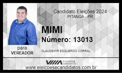 Candidato MIMI 2024 - PITANGA - Eleições