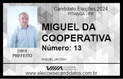 Candidato MIGUEL DA COOPERATIVA 2024 - PITANGA - Eleições