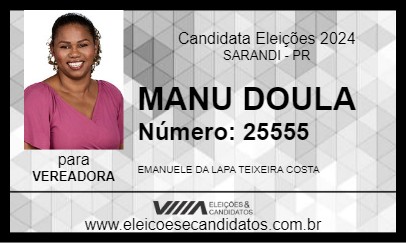 Candidato MANU DOULA 2024 - SARANDI - Eleições