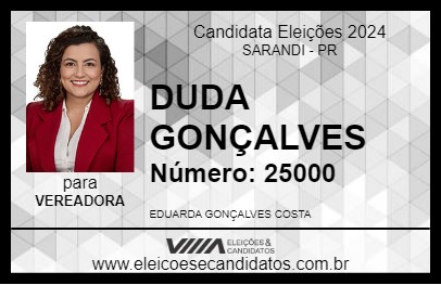 Candidato DUDA GONÇALVES 2024 - SARANDI - Eleições