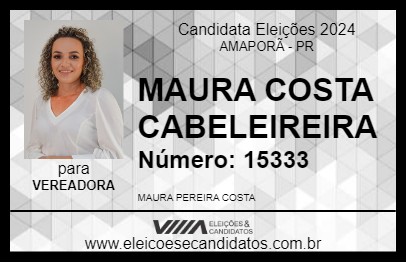 Candidato MAURA COSTA CABELEIREIRA 2024 - AMAPORÃ - Eleições